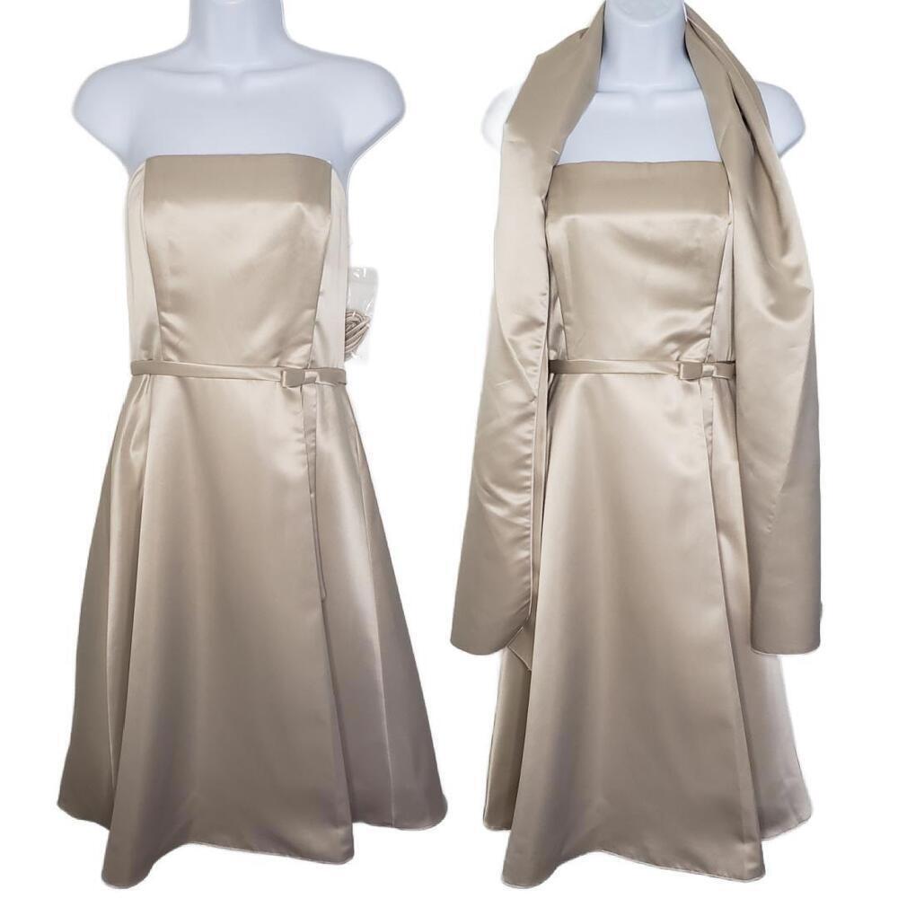 Fiesta Womens Sz M Satin Ivory Formal Prom Bridesmaid Dress (1666)